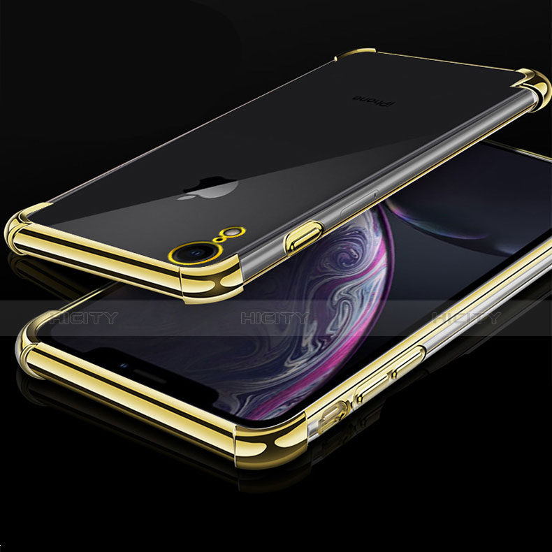 Silikon Schutzhülle Ultra Dünn Tasche Durchsichtig Transparent HC07 für Apple iPhone XR Gold Plus