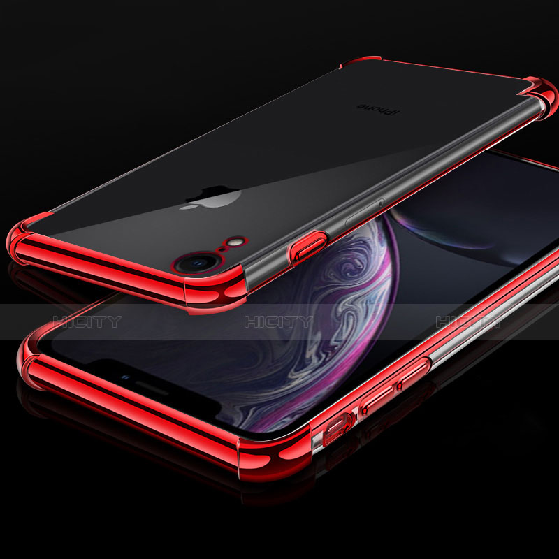 Silikon Schutzhülle Ultra Dünn Tasche Durchsichtig Transparent HC07 für Apple iPhone XR Rot Plus