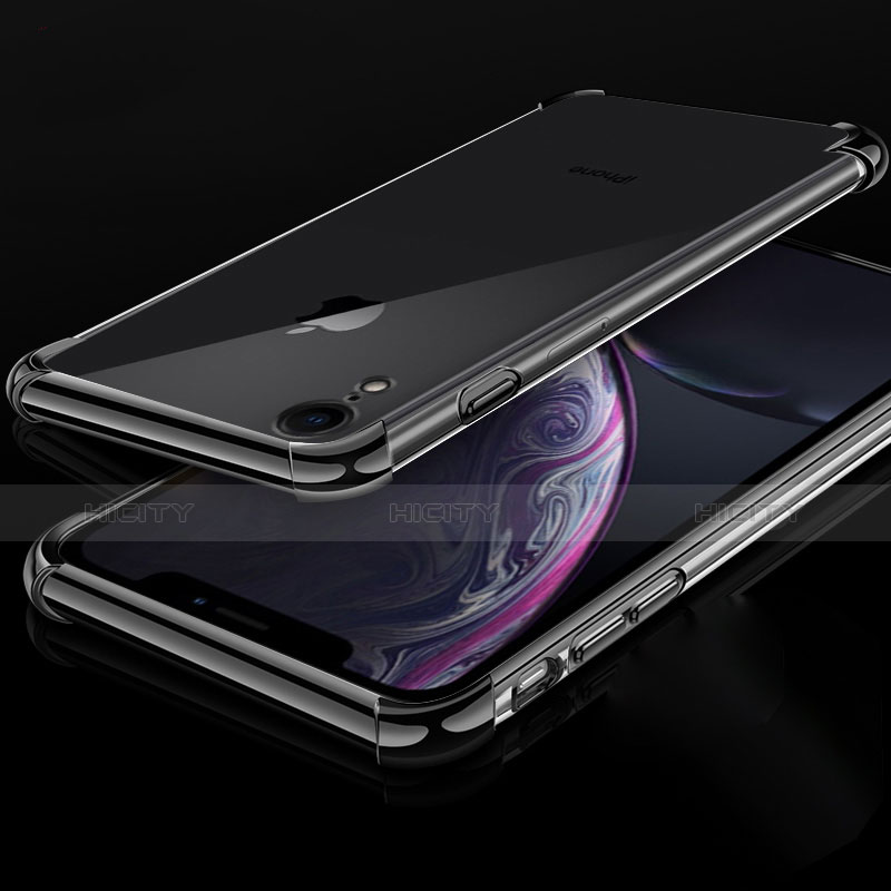 Silikon Schutzhülle Ultra Dünn Tasche Durchsichtig Transparent HC07 für Apple iPhone XR Schwarz Plus