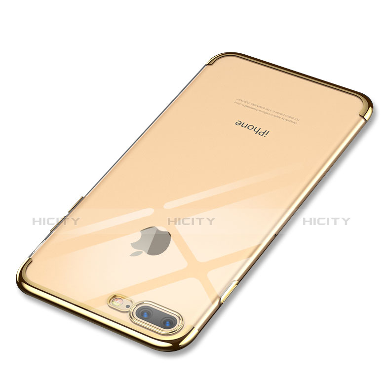 Silikon Schutzhülle Ultra Dünn Tasche Durchsichtig Transparent Q05 für Apple iPhone 7 Plus Gold Plus