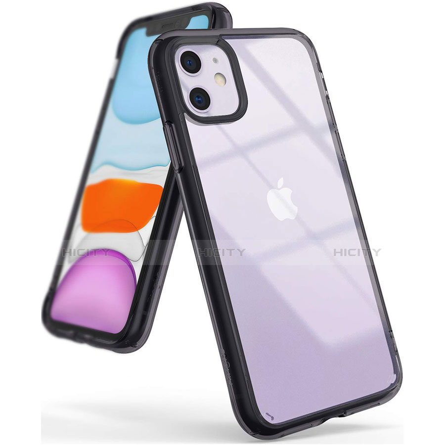 Silikon Schutzhülle Ultra Dünn Tasche Durchsichtig Transparent S01 für Apple iPhone 11 Schwarz Plus