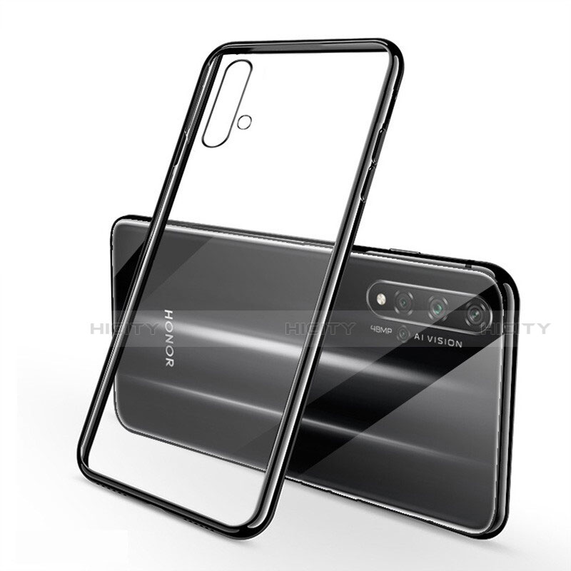 Silikon Schutzhülle Ultra Dünn Tasche Durchsichtig Transparent S01 für Huawei Honor 20S Schwarz