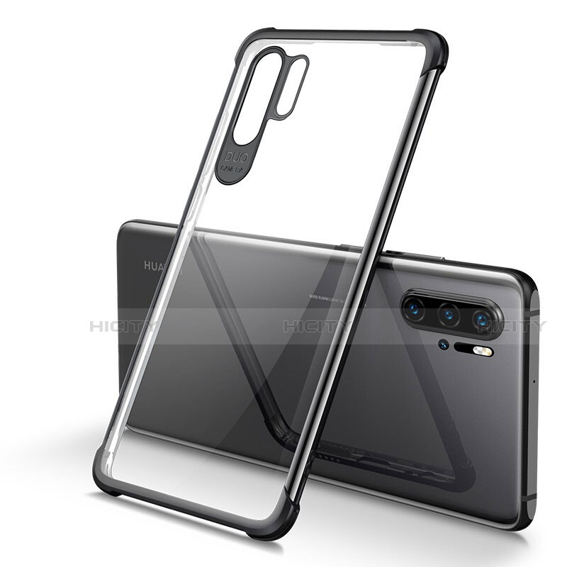 Silikon Schutzhülle Ultra Dünn Tasche Durchsichtig Transparent S01 für Huawei P30 Pro Schwarz Plus