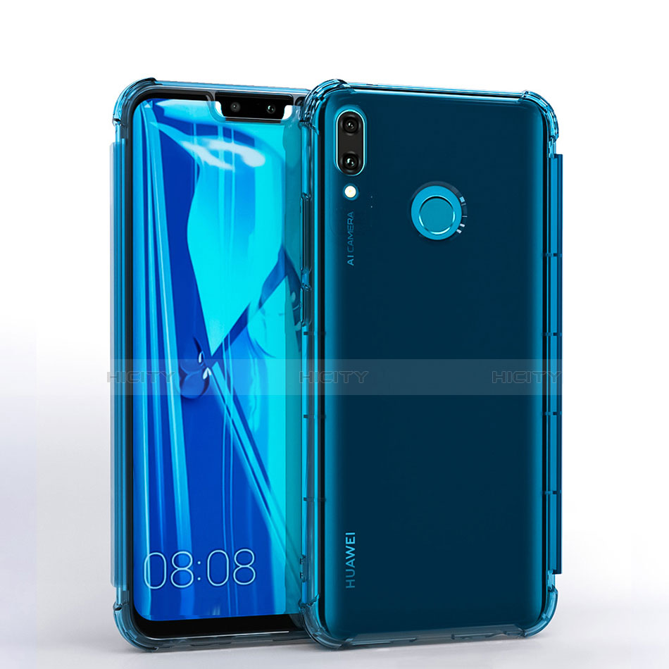 Silikon Schutzhülle Ultra Dünn Tasche Durchsichtig Transparent S01 für Huawei Y9 (2019) Blau