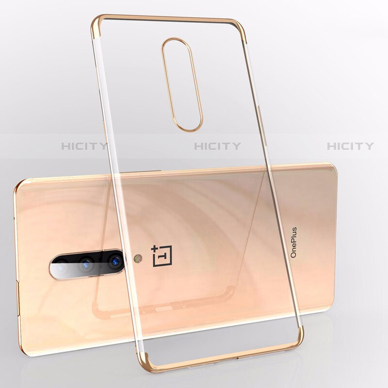 Silikon Schutzhülle Ultra Dünn Tasche Durchsichtig Transparent S01 für OnePlus 7 Gold