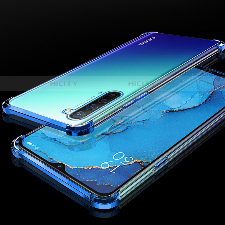 Silikon Schutzhülle Ultra Dünn Tasche Durchsichtig Transparent S01 für Oppo Reno3 Blau Plus