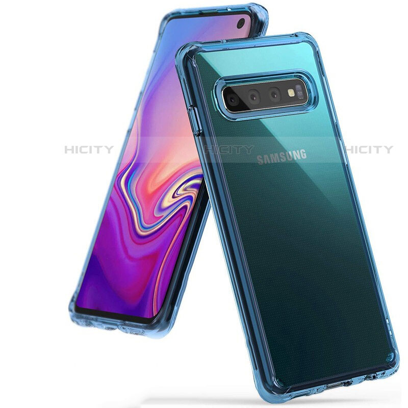 Silikon Schutzhülle Ultra Dünn Tasche Durchsichtig Transparent S01 für Samsung Galaxy S10 5G Hellblau