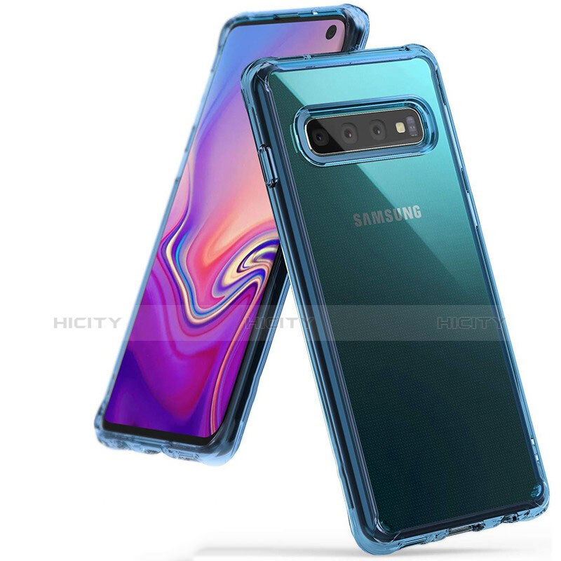 Silikon Schutzhülle Ultra Dünn Tasche Durchsichtig Transparent S01 für Samsung Galaxy S10 Hellblau