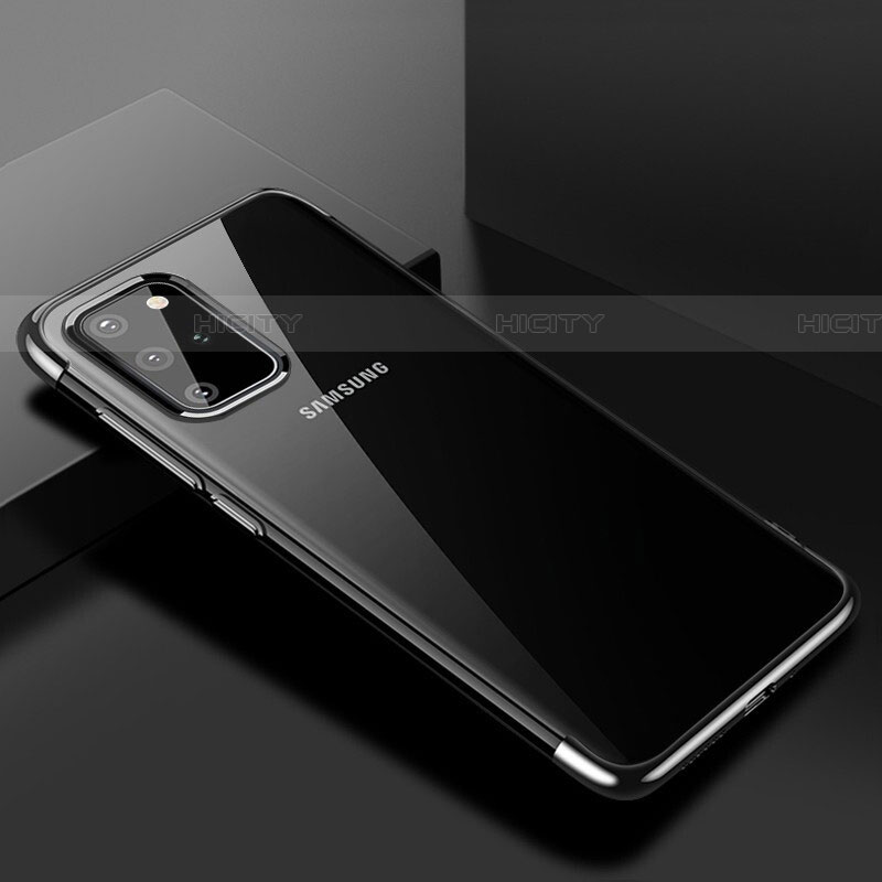 Silikon Schutzhülle Ultra Dünn Tasche Durchsichtig Transparent S01 für Samsung Galaxy S20 Plus Schwarz