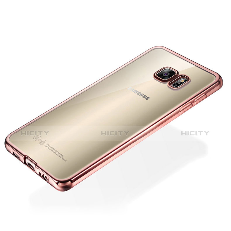 Silikon Schutzhülle Ultra Dünn Tasche Durchsichtig Transparent S01 für Samsung Galaxy S6 Edge+ Plus SM-G928F Rosegold