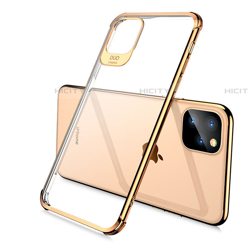 Silikon Schutzhülle Ultra Dünn Tasche Durchsichtig Transparent S02 für Apple iPhone 11 Pro Max Gold