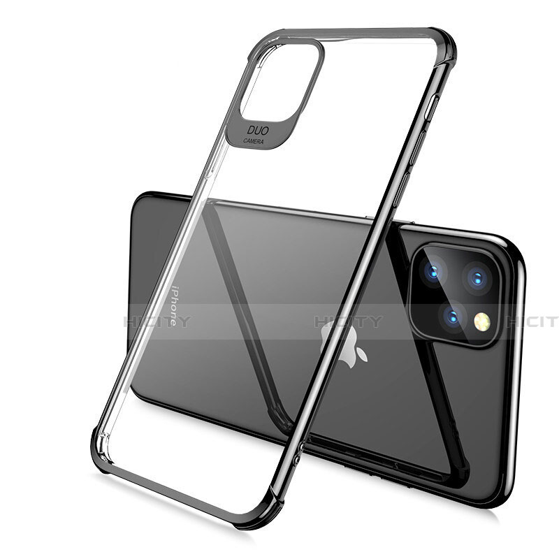 Silikon Schutzhülle Ultra Dünn Tasche Durchsichtig Transparent S02 für Apple iPhone 11 Pro Schwarz