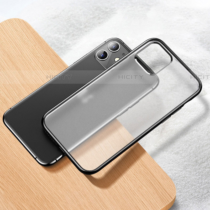 Silikon Schutzhülle Ultra Dünn Tasche Durchsichtig Transparent S02 für Apple iPhone 11 Schwarz Plus