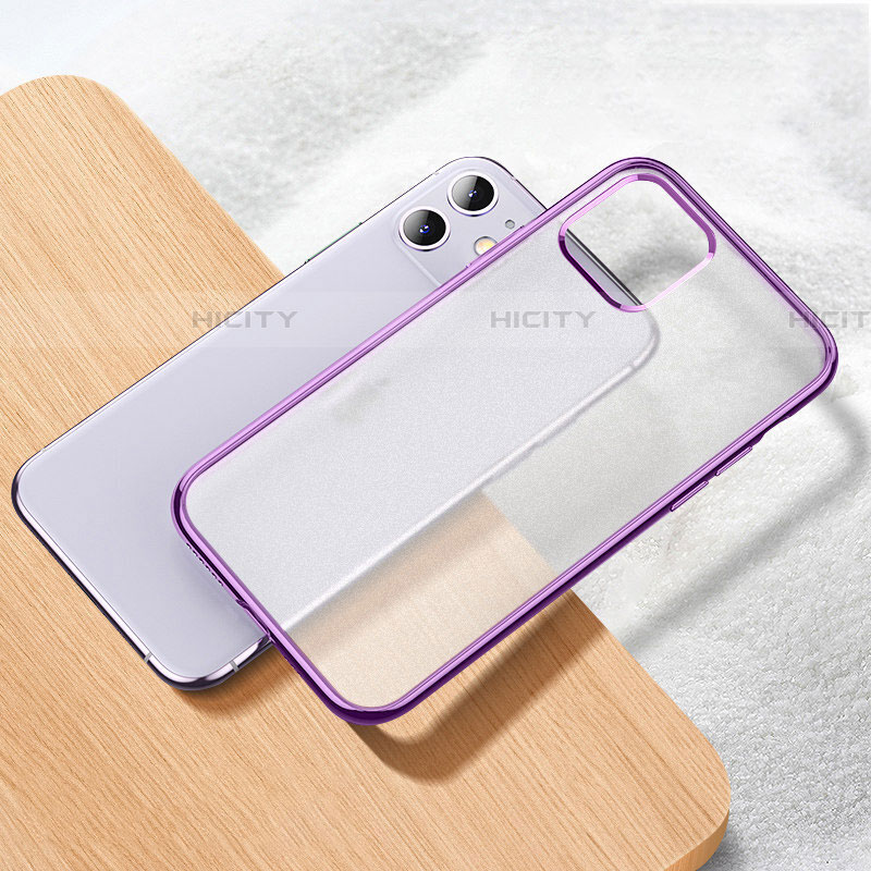 Silikon Schutzhülle Ultra Dünn Tasche Durchsichtig Transparent S02 für Apple iPhone 11 Violett Plus