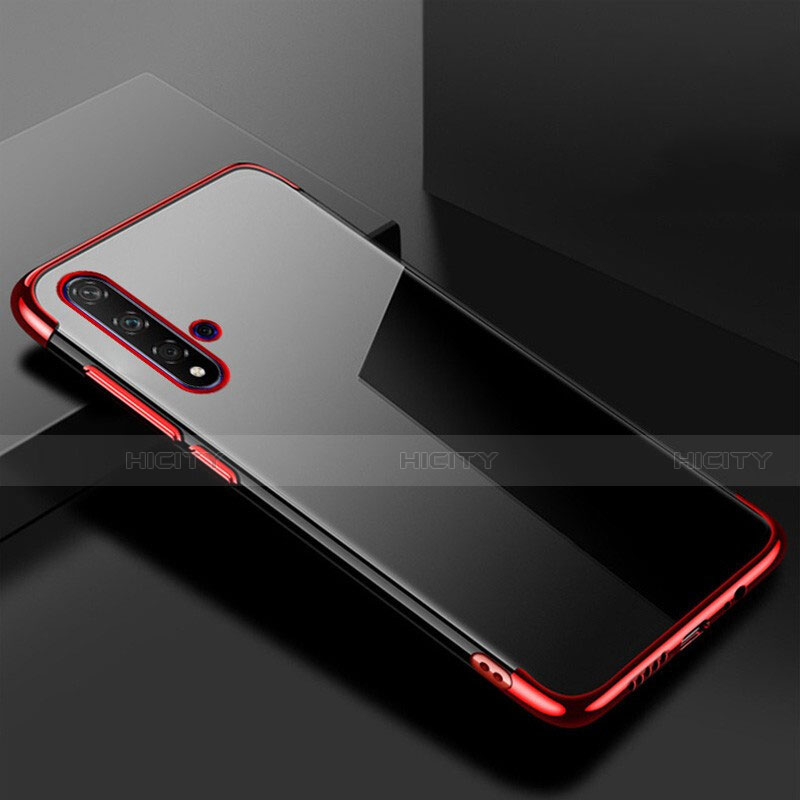 Silikon Schutzhülle Ultra Dünn Tasche Durchsichtig Transparent S02 für Huawei Honor 20S Rot