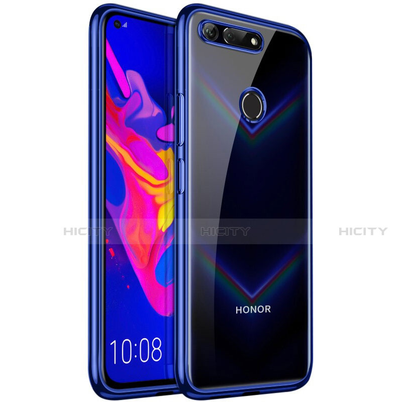 Silikon Schutzhülle Ultra Dünn Tasche Durchsichtig Transparent S02 für Huawei Honor V20 Blau