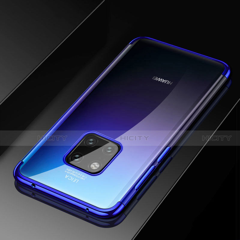 Silikon Schutzhülle Ultra Dünn Tasche Durchsichtig Transparent S02 für Huawei Mate 20 Pro Blau