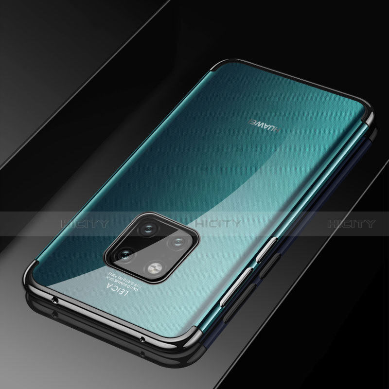 Silikon Schutzhülle Ultra Dünn Tasche Durchsichtig Transparent S02 für Huawei Mate 20 Pro Schwarz