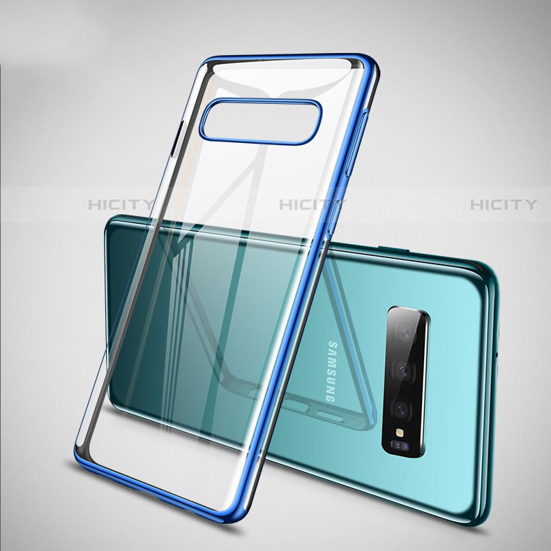 Silikon Schutzhülle Ultra Dünn Tasche Durchsichtig Transparent S02 für Samsung Galaxy S10 5G Blau Plus