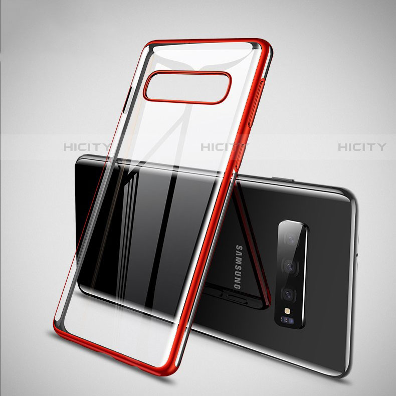 Silikon Schutzhülle Ultra Dünn Tasche Durchsichtig Transparent S02 für Samsung Galaxy S10 5G Rot Plus