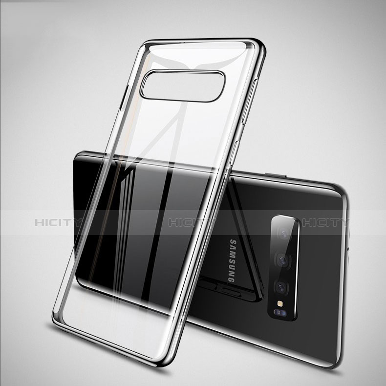 Silikon Schutzhülle Ultra Dünn Tasche Durchsichtig Transparent S02 für Samsung Galaxy S10 Silber