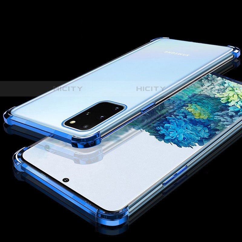 Silikon Schutzhülle Ultra Dünn Tasche Durchsichtig Transparent S02 für Samsung Galaxy S20 Plus Blau Plus