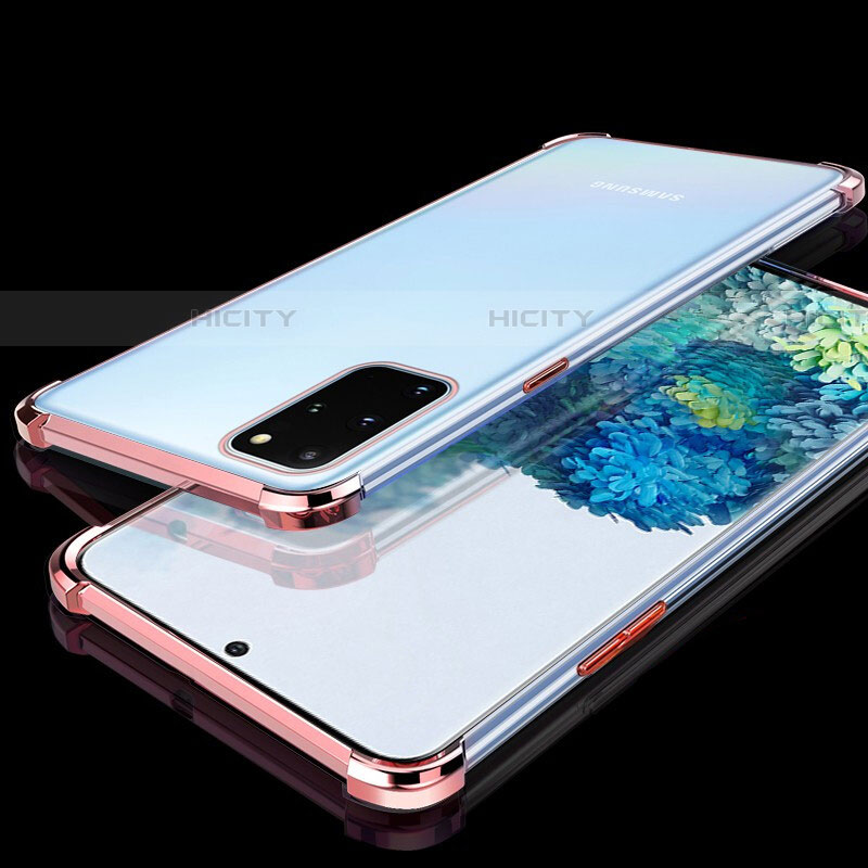 Silikon Schutzhülle Ultra Dünn Tasche Durchsichtig Transparent S02 für Samsung Galaxy S20 Plus Rosegold Plus