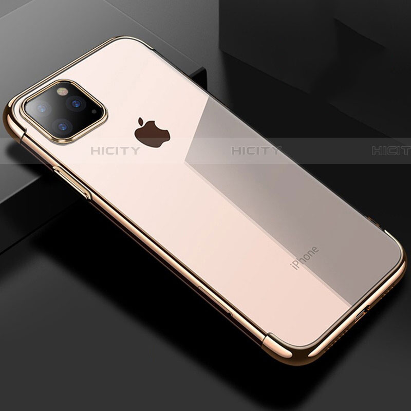 Silikon Schutzhülle Ultra Dünn Tasche Durchsichtig Transparent S03 für Apple iPhone 11 Pro Max Gold