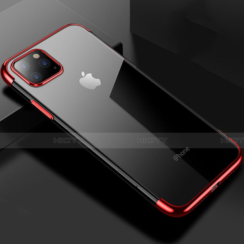 Silikon Schutzhülle Ultra Dünn Tasche Durchsichtig Transparent S03 für Apple iPhone 11 Pro Rot