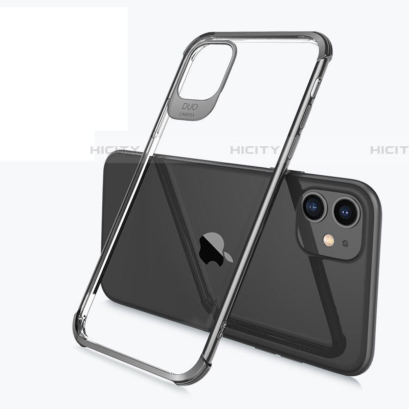 Silikon Schutzhülle Ultra Dünn Tasche Durchsichtig Transparent S03 für Apple iPhone 11 Schwarz Plus