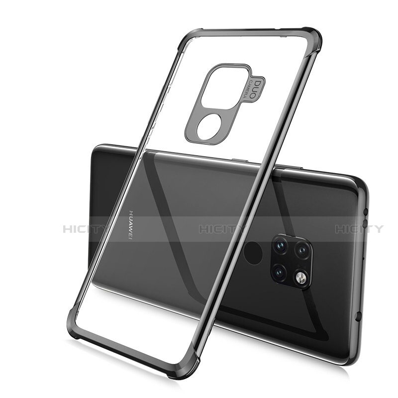 Silikon Schutzhülle Ultra Dünn Tasche Durchsichtig Transparent S03 für Huawei Mate 20 Schwarz Plus