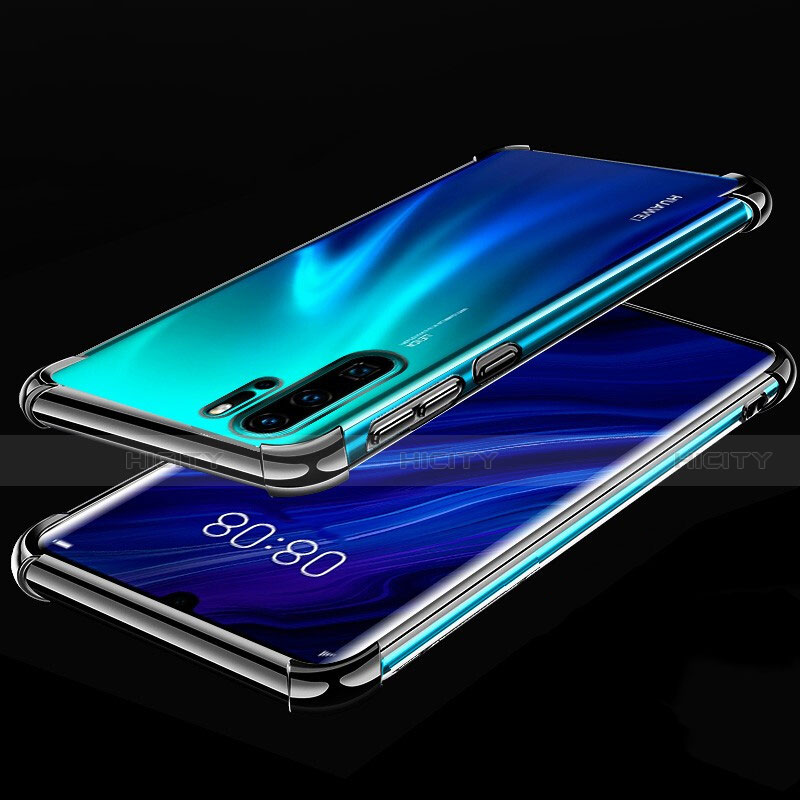 Silikon Schutzhülle Ultra Dünn Tasche Durchsichtig Transparent S03 für Huawei P30 Pro Schwarz