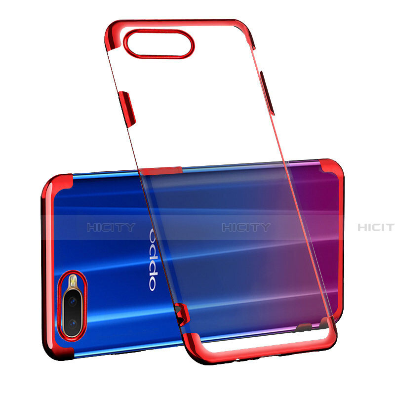 Silikon Schutzhülle Ultra Dünn Tasche Durchsichtig Transparent S03 für Oppo K1 Rot