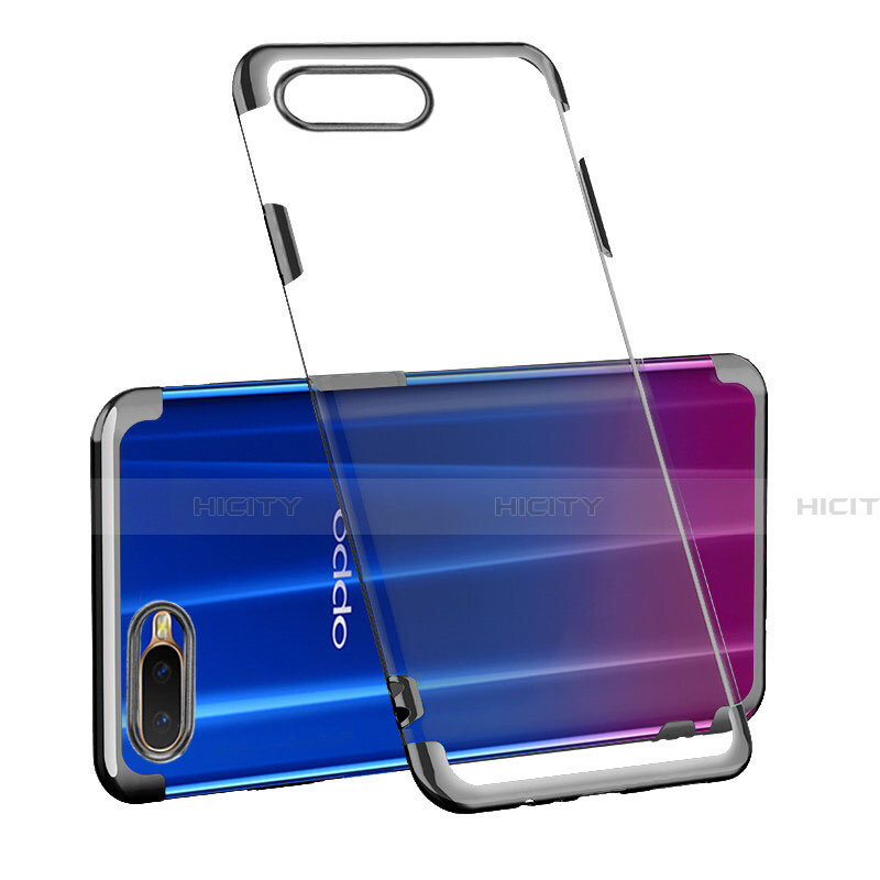 Silikon Schutzhülle Ultra Dünn Tasche Durchsichtig Transparent S03 für Oppo K1 Schwarz