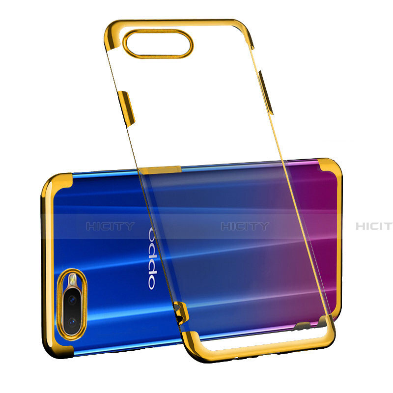 Silikon Schutzhülle Ultra Dünn Tasche Durchsichtig Transparent S03 für Oppo R15X Gold
