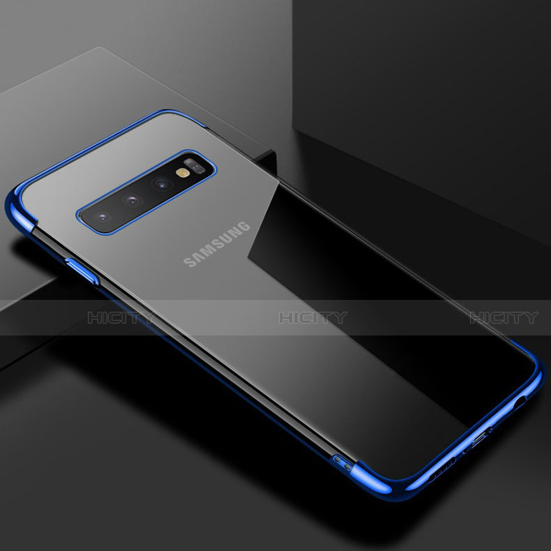 Silikon Schutzhülle Ultra Dünn Tasche Durchsichtig Transparent S03 für Samsung Galaxy S10 5G Blau