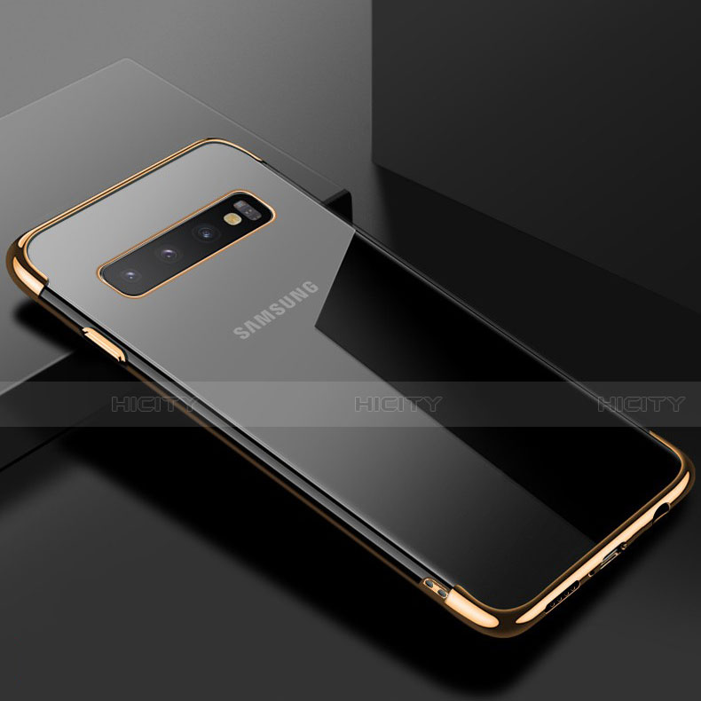 Silikon Schutzhülle Ultra Dünn Tasche Durchsichtig Transparent S03 für Samsung Galaxy S10 5G Gold