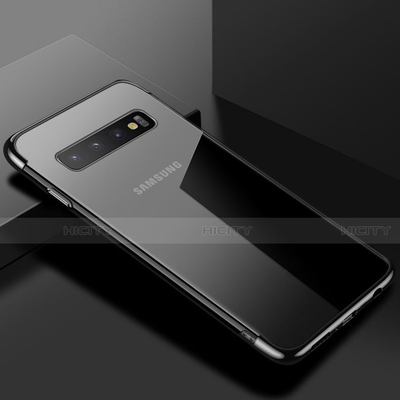 Silikon Schutzhülle Ultra Dünn Tasche Durchsichtig Transparent S03 für Samsung Galaxy S10 5G Schwarz