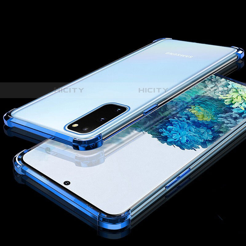 Silikon Schutzhülle Ultra Dünn Tasche Durchsichtig Transparent S03 für Samsung Galaxy S20 5G Blau