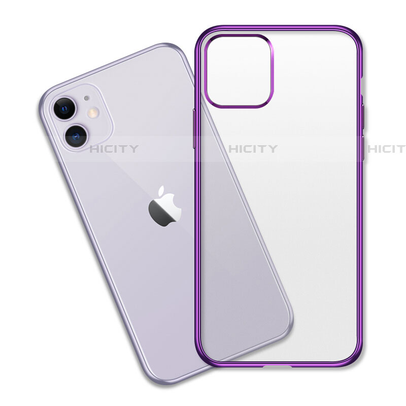 Silikon Schutzhülle Ultra Dünn Tasche Durchsichtig Transparent S04 für Apple iPhone 11 Violett Plus