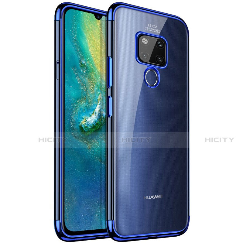 Silikon Schutzhülle Ultra Dünn Tasche Durchsichtig Transparent S04 für Huawei Mate 20 Blau