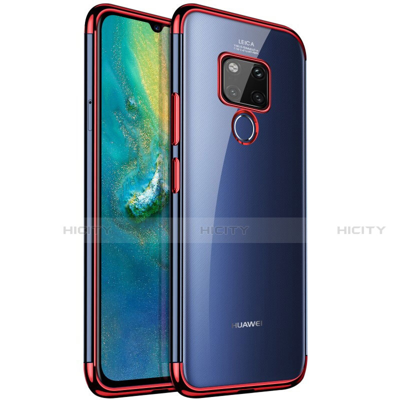 Silikon Schutzhülle Ultra Dünn Tasche Durchsichtig Transparent S04 für Huawei Mate 20 Rot