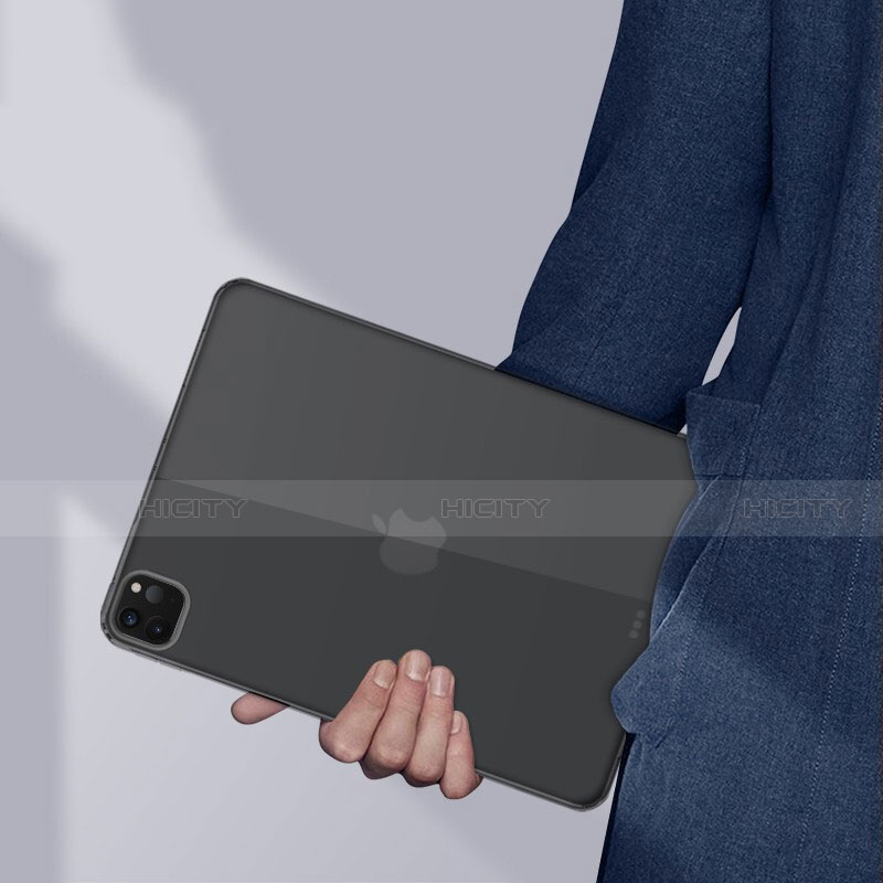 Silikon Schutzhülle Ultra Dünn Tasche Durchsichtig Transparent T02 für Apple iPad Pro 12.9 (2020) Schwarz