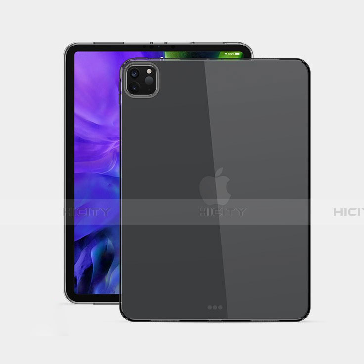 Silikon Schutzhülle Ultra Dünn Tasche Durchsichtig Transparent T02 für Apple iPad Pro 12.9 (2022) Schwarz