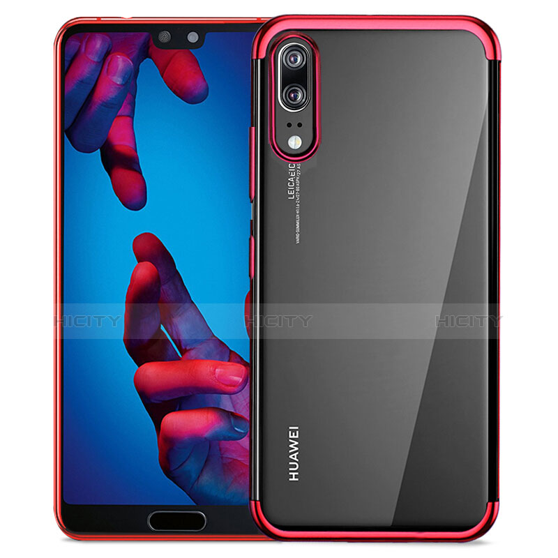 Silikon Schutzhülle Ultra Dünn Tasche Durchsichtig Transparent T02 für Huawei P20 Rot Plus