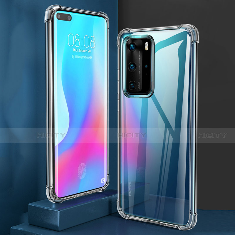 Silikon Schutzhülle Ultra Dünn Tasche Durchsichtig Transparent T02 für Huawei P40 Pro Klar