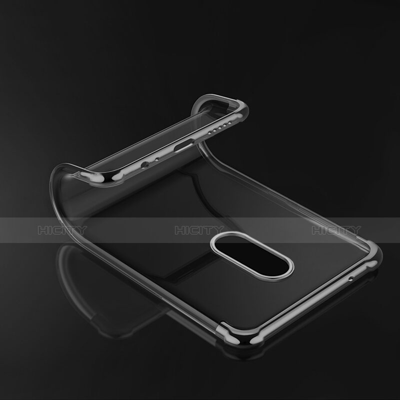 Silikon Schutzhülle Ultra Dünn Tasche Durchsichtig Transparent T02 für OnePlus 6 Schwarz