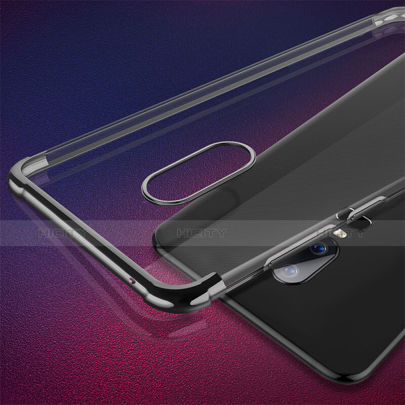 Silikon Schutzhülle Ultra Dünn Tasche Durchsichtig Transparent T02 für OnePlus 6 Schwarz