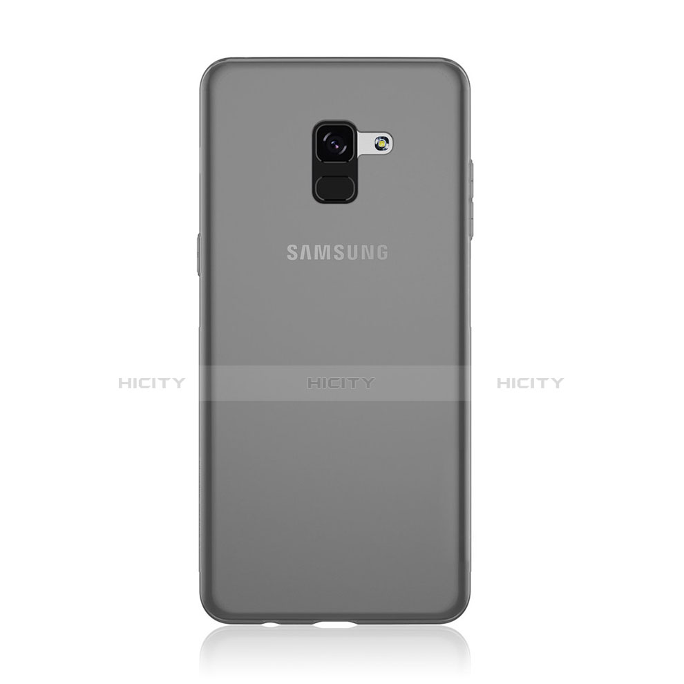 Silikon Schutzhülle Ultra Dünn Tasche Durchsichtig Transparent T02 für Samsung Galaxy A8+ A8 Plus (2018) A730F Grau