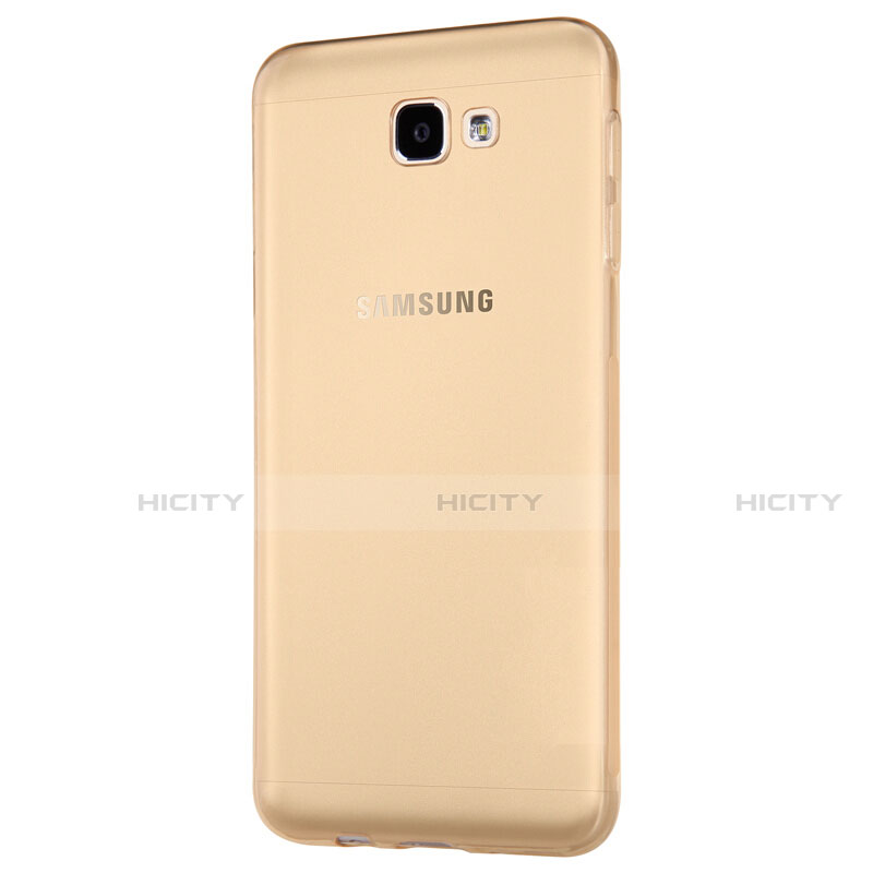 Silikon Schutzhülle Ultra Dünn Tasche Durchsichtig Transparent T02 für Samsung Galaxy J7 Prime Gold